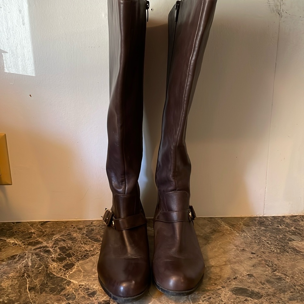 Women’s dark brown wide calf tall boots